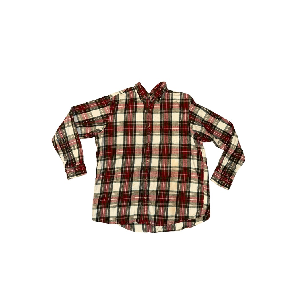 Red Head Brand Co Flannel Shirt Mens XL Red White Plaid Button Down Cotton